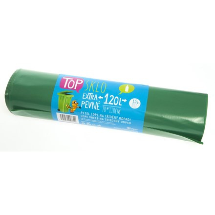 OBRA Pytle na třídený odpad sklo extra silné 120L zelené 15 ks