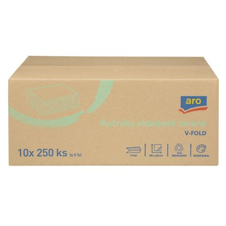 aro Ručníky skládané 1vrstvé zelené 10 x 250 ks