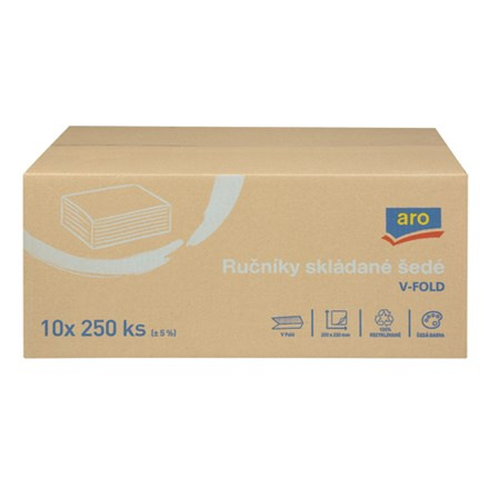 aro Ručníky skládané 1vrstvé šedé 10 x 250 ks