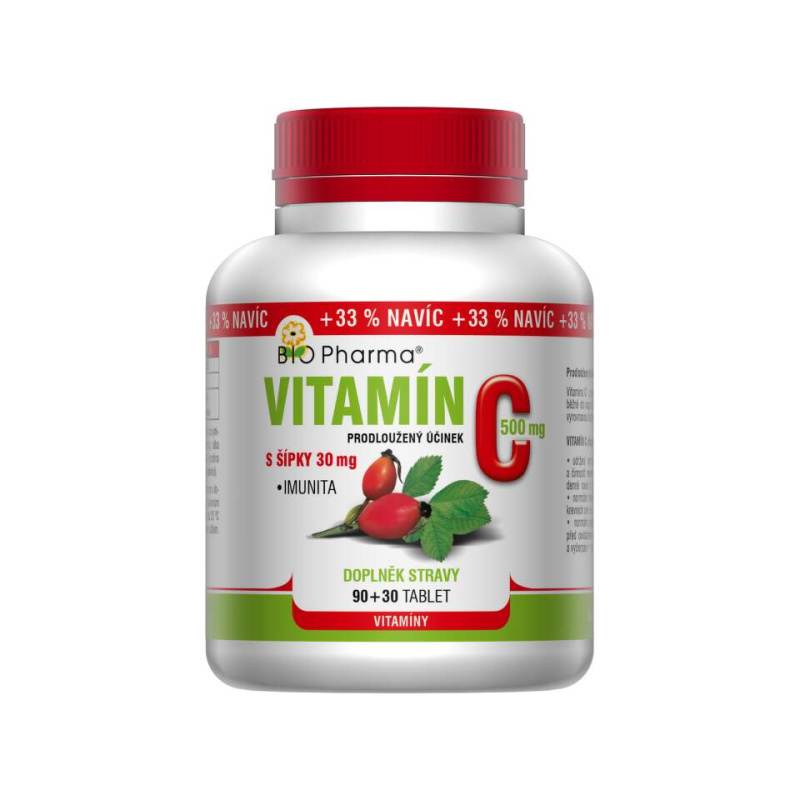BIO PHARMA Vitamín C 500 mg s šípky 90+30 tablet
