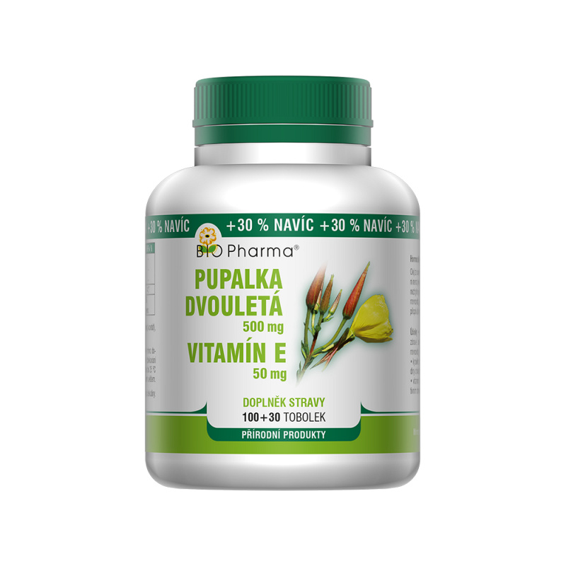 BIO PHARMA Pupalka dvouletá 500 mg + vitamín E 50 mg 100 + 30 tobolek