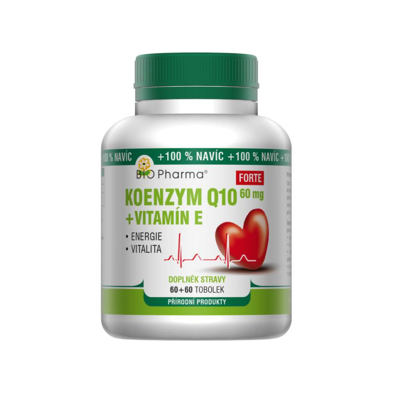 BIO PHARMA Koenzym Q10 forte 60 mg + vitamín E 60+60 tobolek
