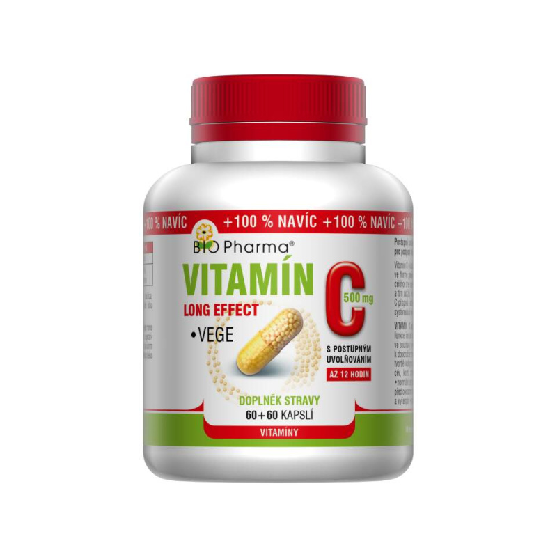BIO PHARMA Vitamín C 500 mg long effect 60+60 kapslí