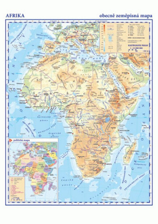 Afrika - fyzická mapa, fm A3 Kartografie