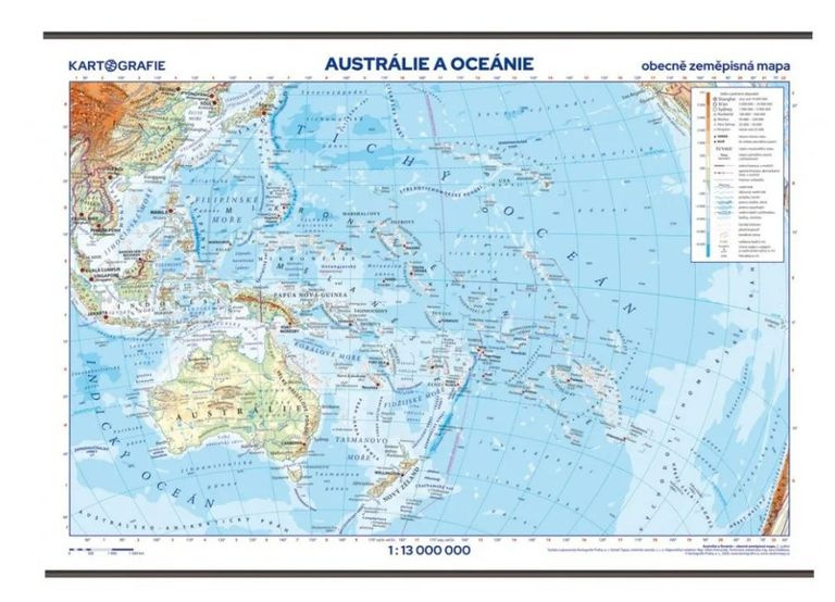 Austrálie a Oceánie - školní nástěnná zeměpisná mapa 1:13 mil./136x96 cm - kniha z kategorie Mapy