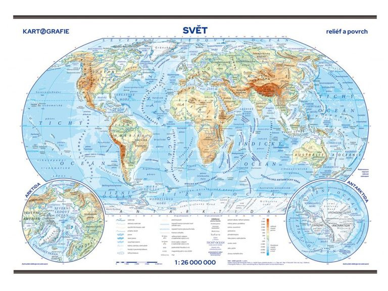 Svět - školní nástěnná fyzická mapa 1:26 mil./136x96 cm - kniha z kategorie Mapy