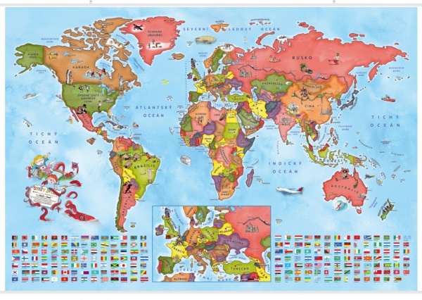  Ilustrovaná mapa států světa - verze plakát Kartografie