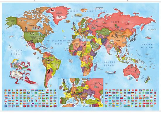  Ilustrovaná mapa států světa - verze plakát Kartografie