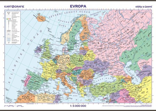 Evropa státy a území, školní nástěnná (1 : 5 000 000)