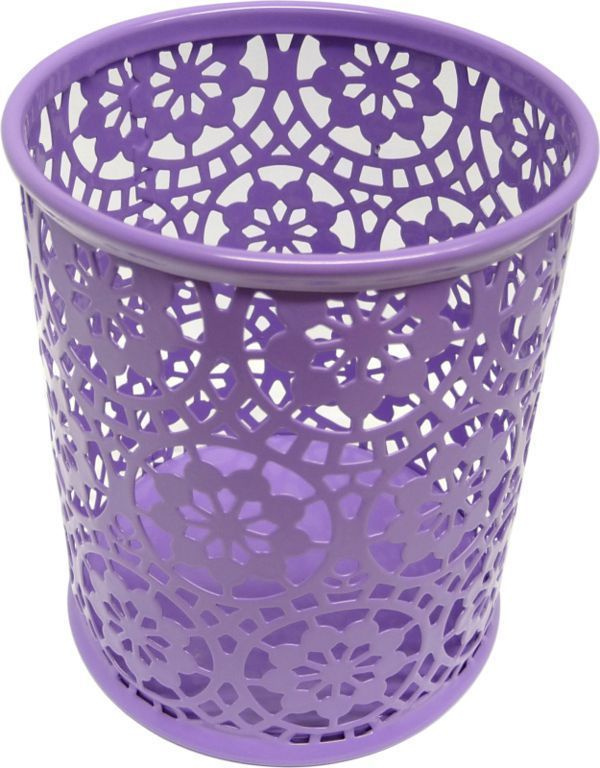 Drátěný stojánek na tužky kulatý, ornament - fialový