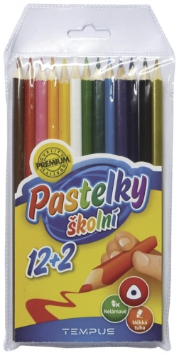 Pastelky Tempus dřevěné 12+2 barvy - trojhranné