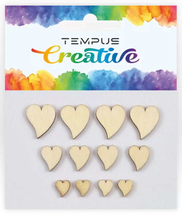 Dřevěná srdce č.10 - 12 ks