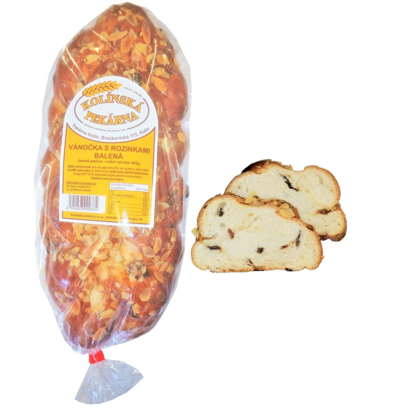Kolínská pekárna Vánočka s rozinkami balená