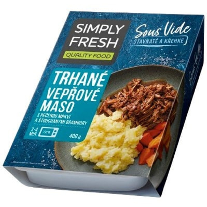 Simply Fresh Trhané vepřové maso s pečenou mrkví a šťouchanými brambory