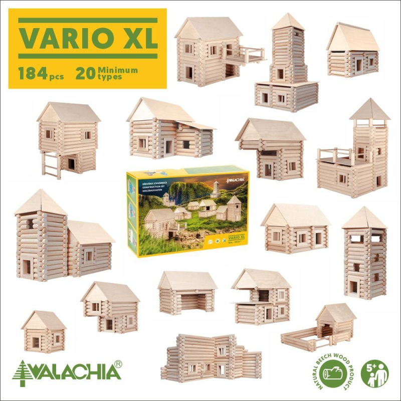 Walachia Dřevěná stavebnice Vario XL 184 dílů