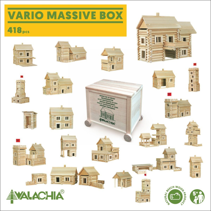 Walachia Dřevěná stavebnice Vario Massive Box 418 dílů