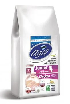 AGIL JUNIOR ALL BREED, CHICKEN & lamb, tuna, yoghurt 10kg
