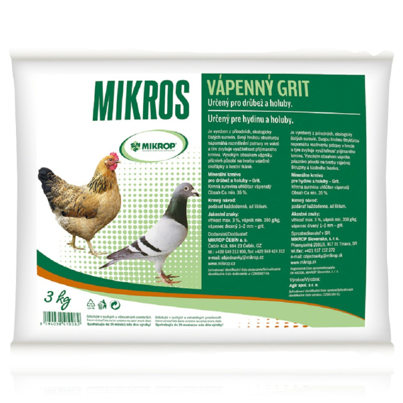 Mikrop ČEBÍN a.s. Mikros VPC vápenný grit plv 3kg
