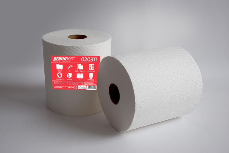 Primasoft Papírové ručníky v roli, dvouvrstvé, celulóza, 110 m, 6 rolí