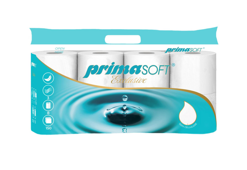 Toaletní papír PrimaSOFT Exclusive - 3vrstvý, 8 rolí