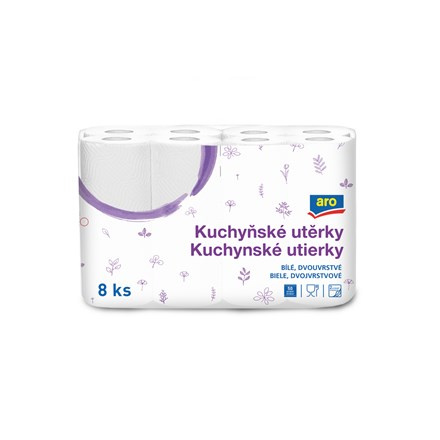 aro Kuchyňské utěrky 2vrstvé 11 m 8 ks