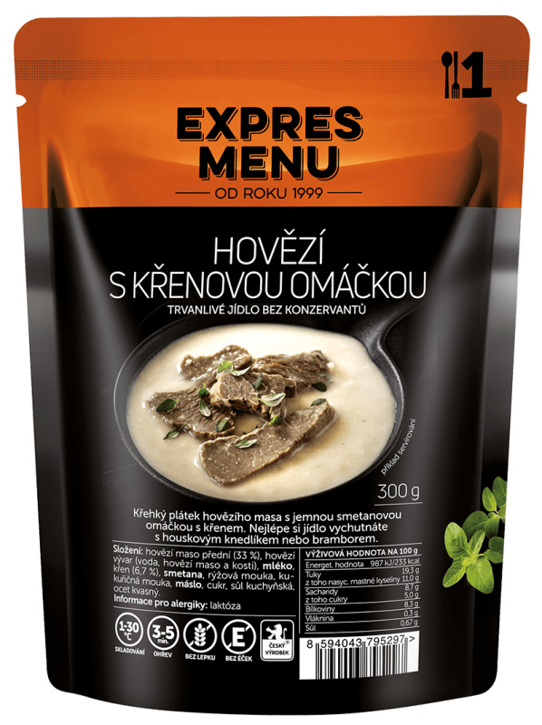 Hovězí s křenovou omáčkou EXPRES MENU (1 porce)