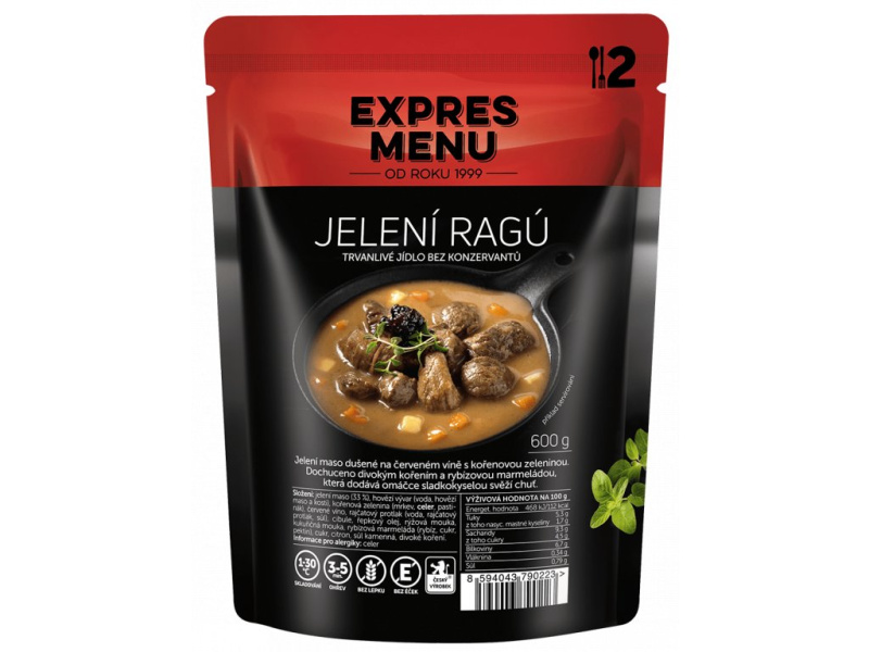 Jelení ragú EXPRES MENU (2 porce)