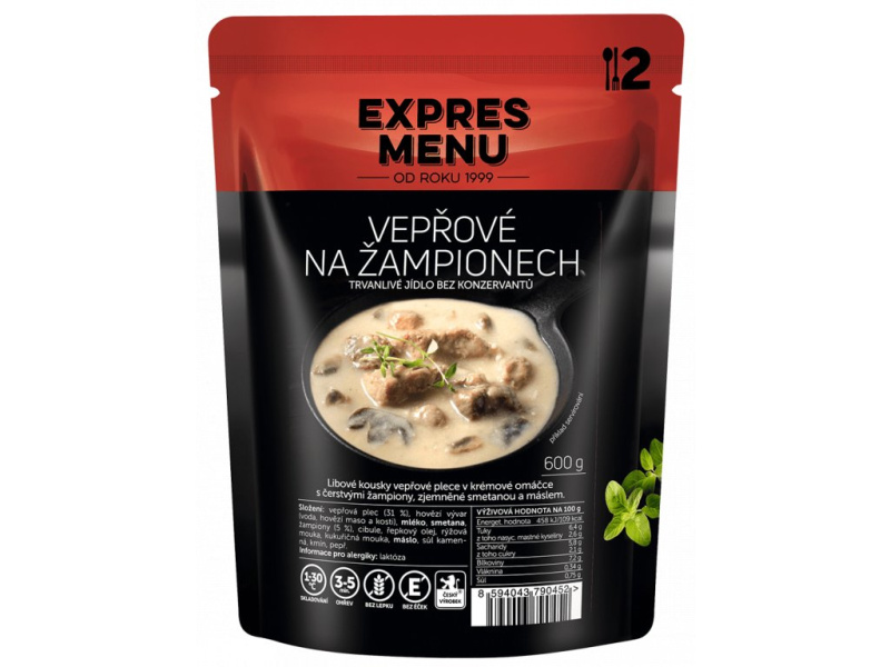 Vepřové na žampionech EXPRES MENU (2 porce)