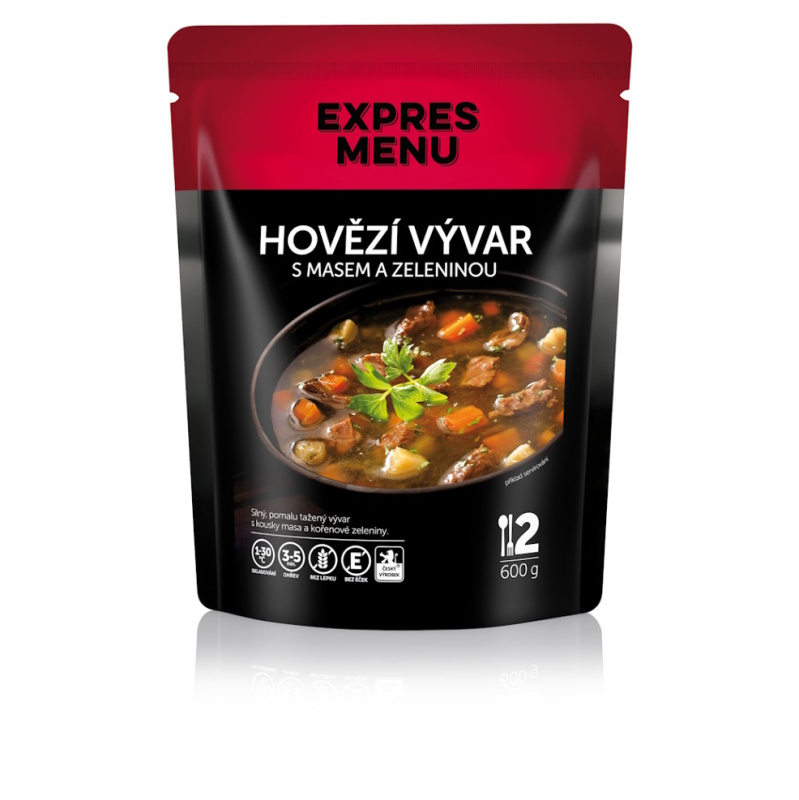 Hovězí vývar s masem a zeleninou EXPRES MENU (2 porce)