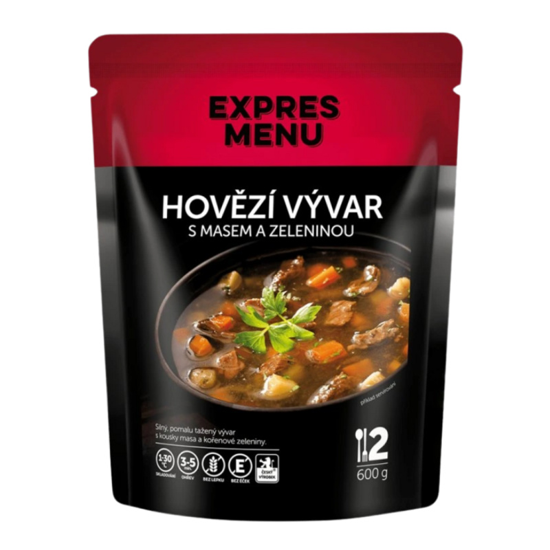 Hovězí vývar s masem a zeleninou EXPRES MENU (2 porce)