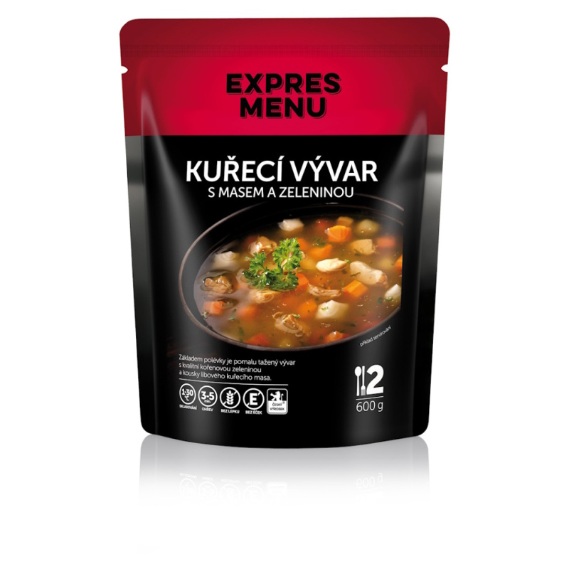Kuřecí vývar s masem a zeleninou EXPRES MENU (2 porce)