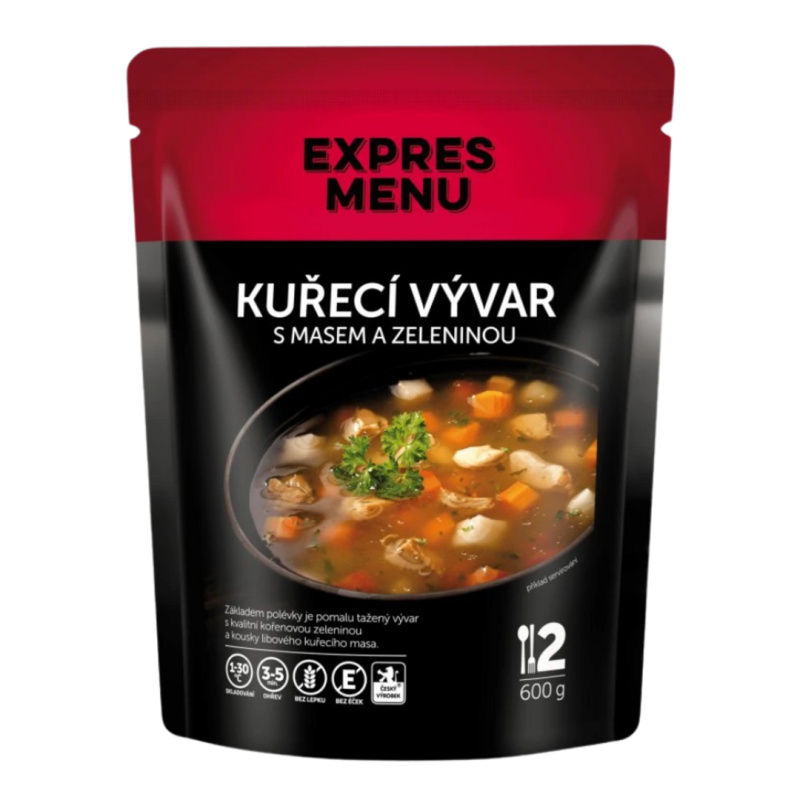 Kuřecí vývar s masem a zeleninou EXPRES MENU (2 porce)