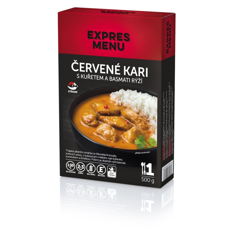 Červené kari s kuřetem a jasmínovou rýží EXPRES MENU (1porce)