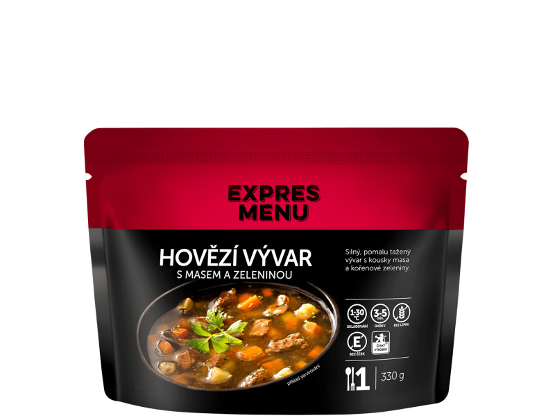 Hovězí vývar s masem a zeleninou EXPRES MENU (1 porce)