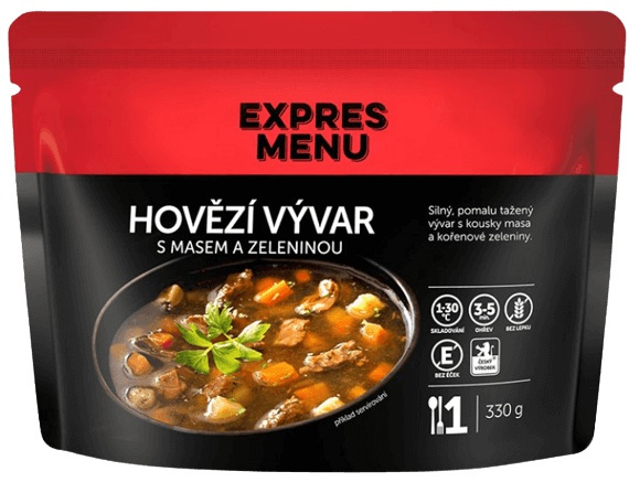 Hovězí vývar s masem a zeleninou EXPRES MENU (1 porce)
