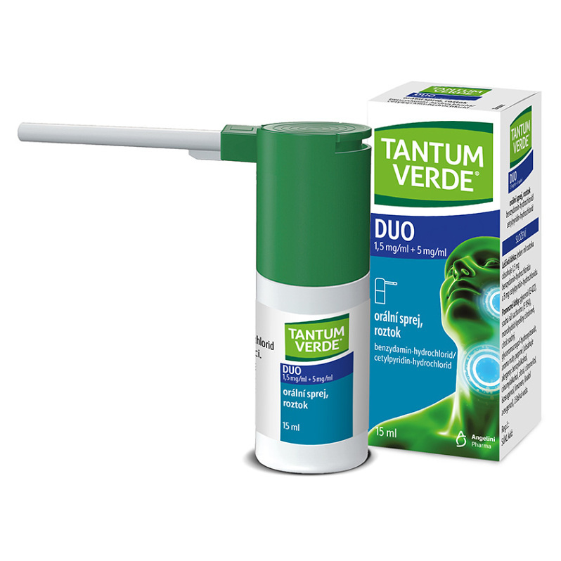 TANTUM VERDE DUO 1,5MG/ML+5MG/ML Orální sprej, roztok 1X15ML