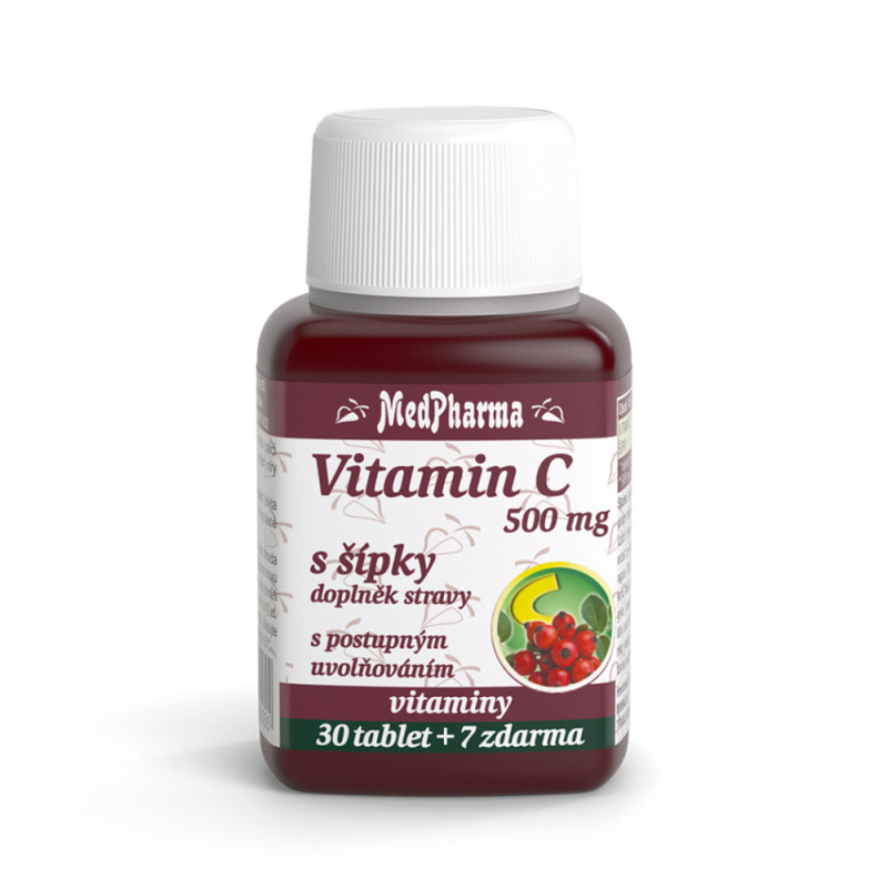 MedPharma Vitamin C 500 mg s šípky, prodloužený účinek - 37 tablet