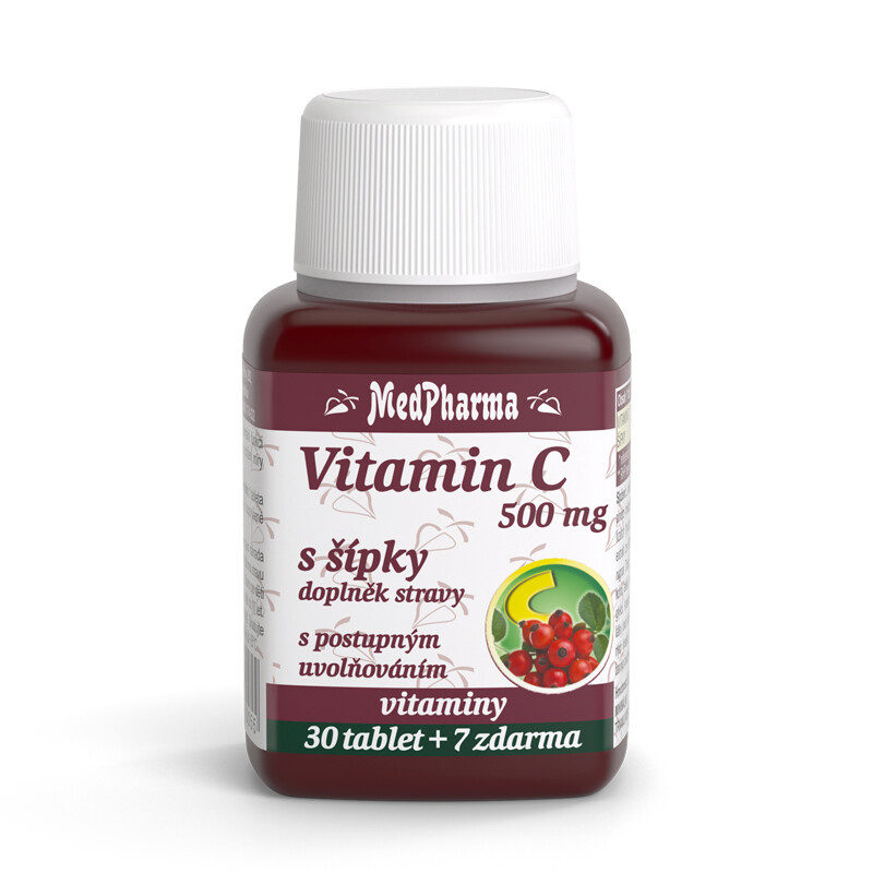 MedPharma Vitamin C 500 mg s šípky, prodloužený účinek - 37 tablet