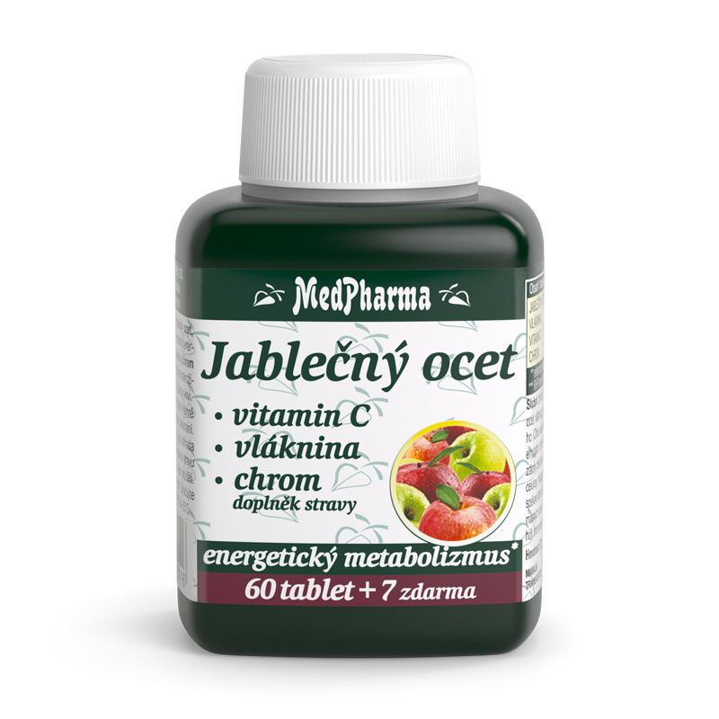 MedPharma Jablečný ocet + vitamin C + vláknina + chrom, 67 tablet