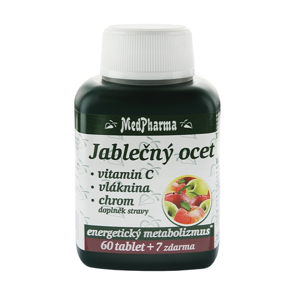 MedPharma Jablečný ocet + vitamin C + vláknina + chrom, 67 tablet
