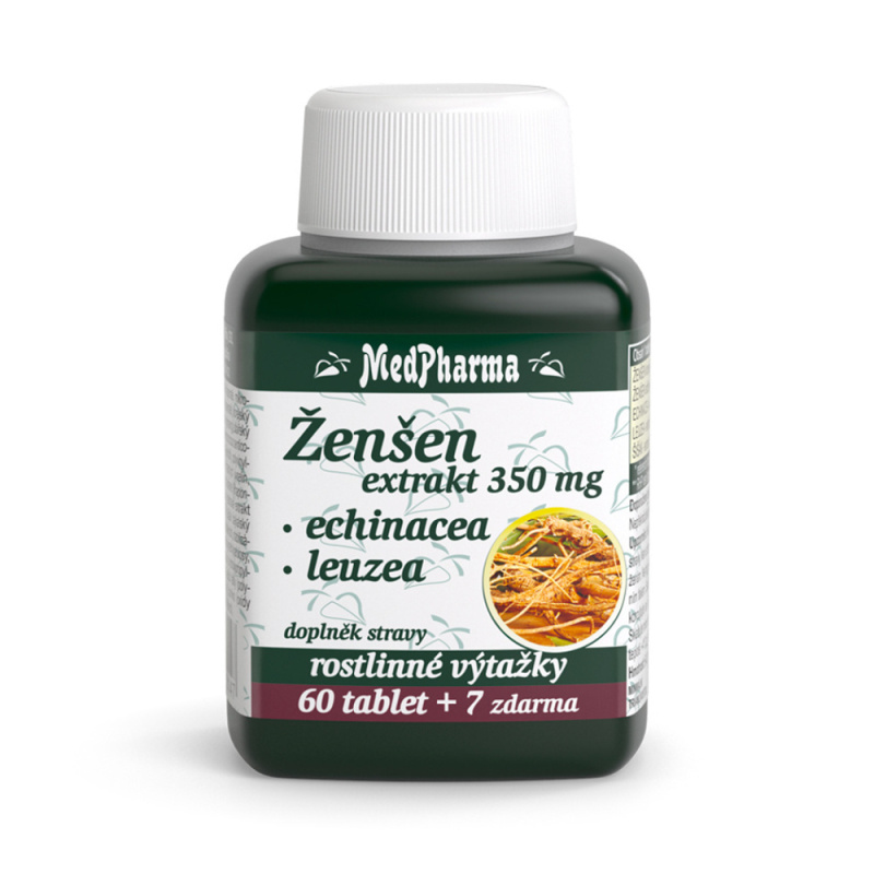 MedPharma Ženšen 350 mg + echinacea + leuzea 67 tablet