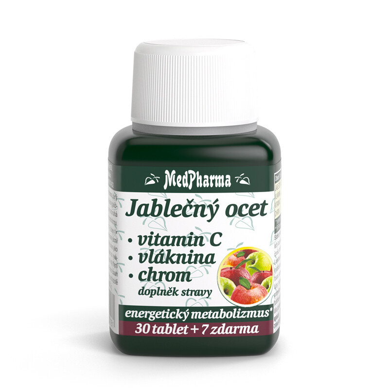 MedPharma Jablečný ocet + vitamin C + vláknina + chrom, 37 tablet