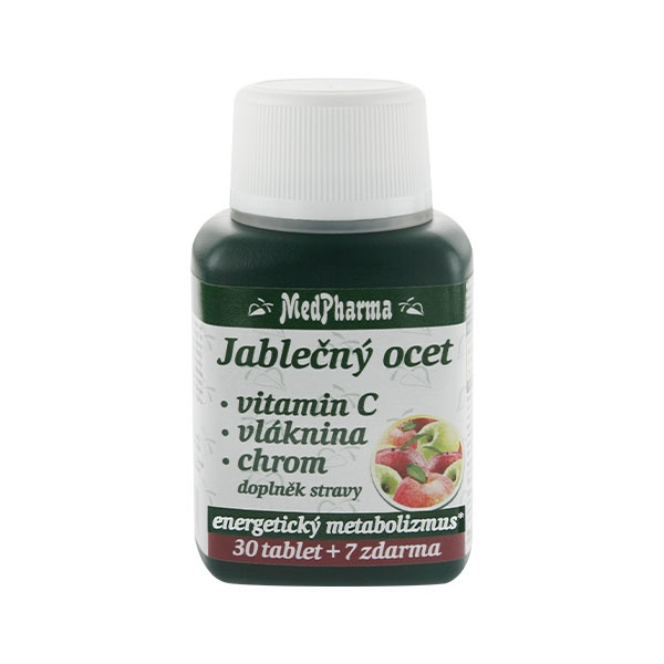 MedPharma Jablečný ocet + vitamin C + vláknina + chrom, 37 tablet