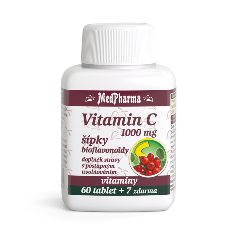 MedPharma Vitamin C 1000 mg s šípky, prodloužený účinek - 67 tablet