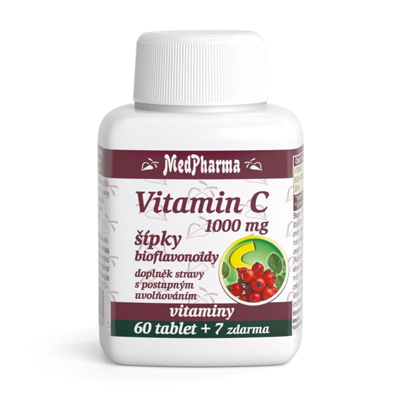 MedPharma Vitamin C 1000 mg s šípky, prodloužený účinek - 67 tablet