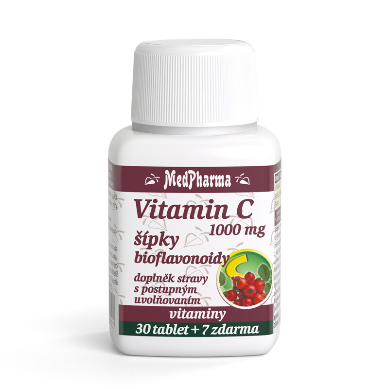 MedPharma Vitamin C 1000 mg s šípky, prodloužený účinek - 37 tablet