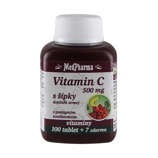 MedPharma Vitamín C 500 mg se šípky (prodloužený účinek) 107 tablet