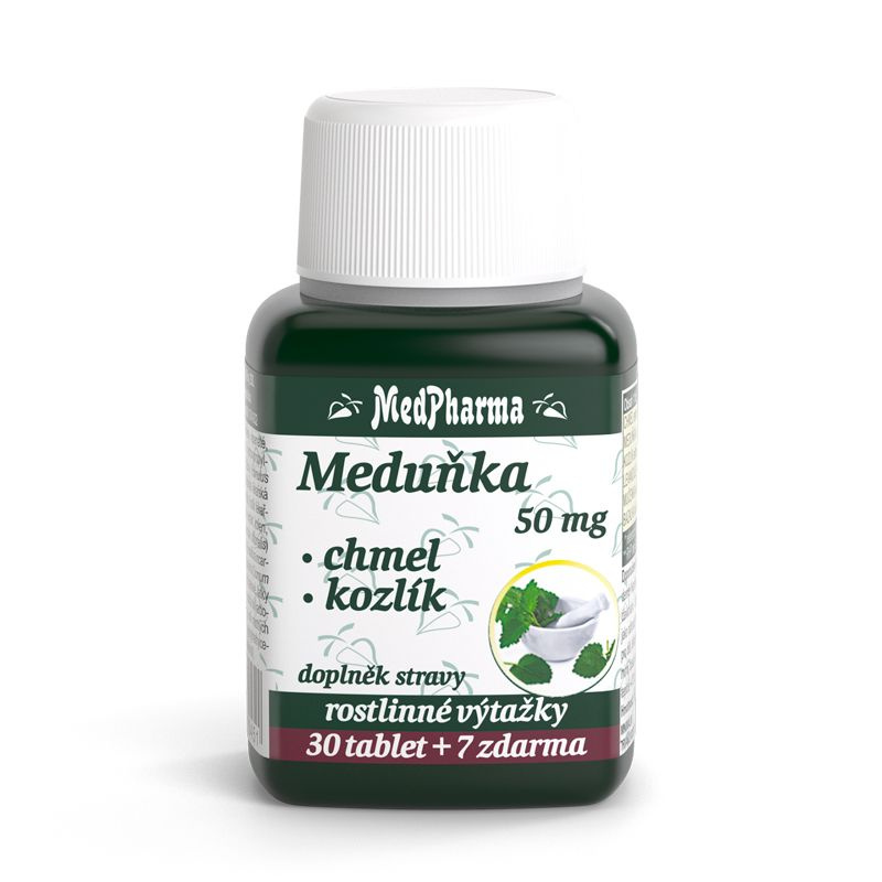 MedPharma Meduňka 50 mg + chmel + kozlík, 37 tablet
