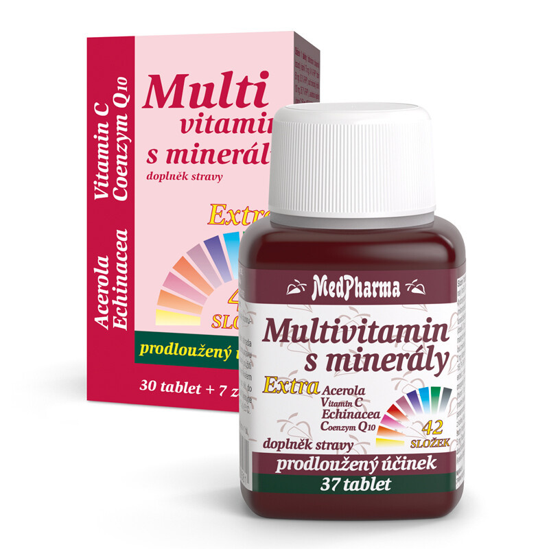 MedPharma Multivitamin s minerály 42 složek, extra C + Q10, 37 tablet