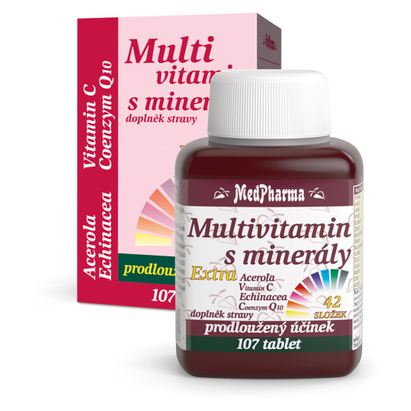 MedPharma Multivitamín s minerály 42 složek, extra C + Q10, 107 tablet